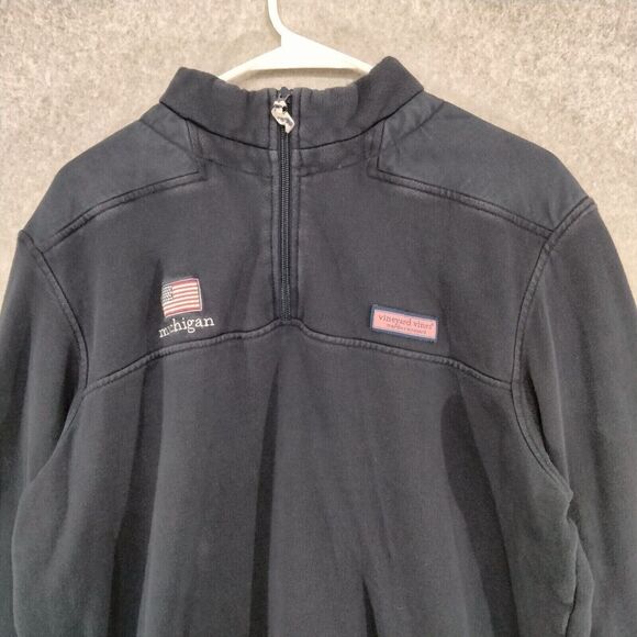 Vineyard Vines 1/4 Zip Pullover Womens Sz M Navy Blue Michigan Embroidered USA - Picture 2 of 11